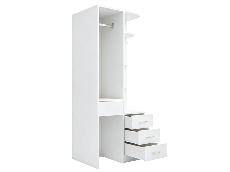  Armoire ouverte modenvie 70 x 55 x 175 cm avec 3 tiroirs blanc  - Conforama A