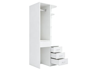 Armoire ouverte modenvie 70 x 55 x 175 cm avec 3 tiroirs blanc