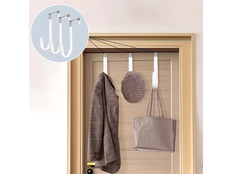 Lot de 2 crochets de porte en forme, en métal, réutilisables, au-dessus de la salon, salle de bain, cuisine, manteau rose - Conforama D