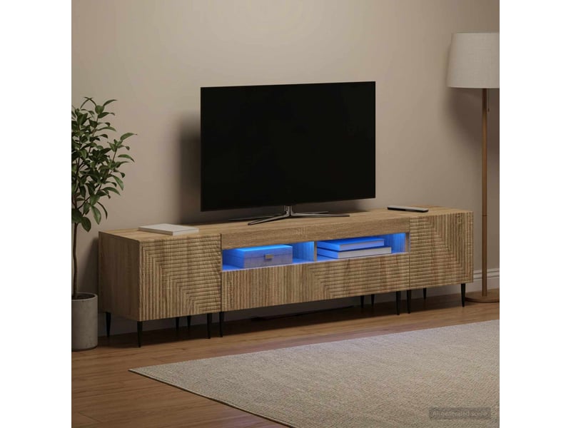 Ensemble de 3 meubles tv led chêne sonoma bois d'ingénierie shl31346 - Conforama B