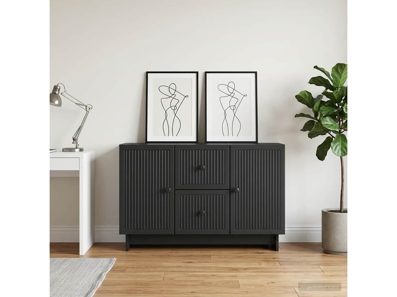  Buffet - bahut - meuble de rangement avec tiroir noir 89 x 34,5 x 60 cm bois d'ingénierie  - Conforama B
