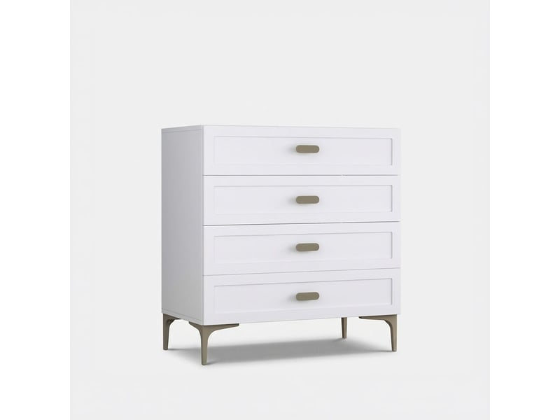  Commode 4 tiroirs en mélaminé pour chambre solaria - blanc  - Conforama A