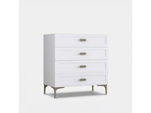 Commode 4 tiroirs en mélaminé pour chambre solaria - blanc