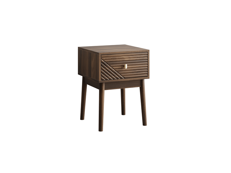  Table de chevet avec 2 tiroirs pour chambre en mdf 40×40×55 cm finition noyer et poignées en métal  - Conforama A