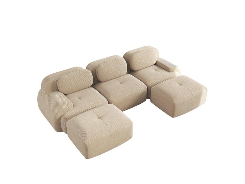  Canapé modulable en u 3 places en velours côtelé beige 298 x 178 x 70 cm  - Conforama A