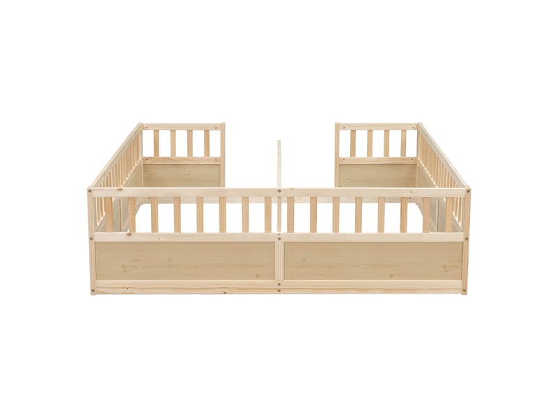 Lit enfant au sol 2 couchages 90 x 200 cm avec barrières de protection evryae - Conforama C