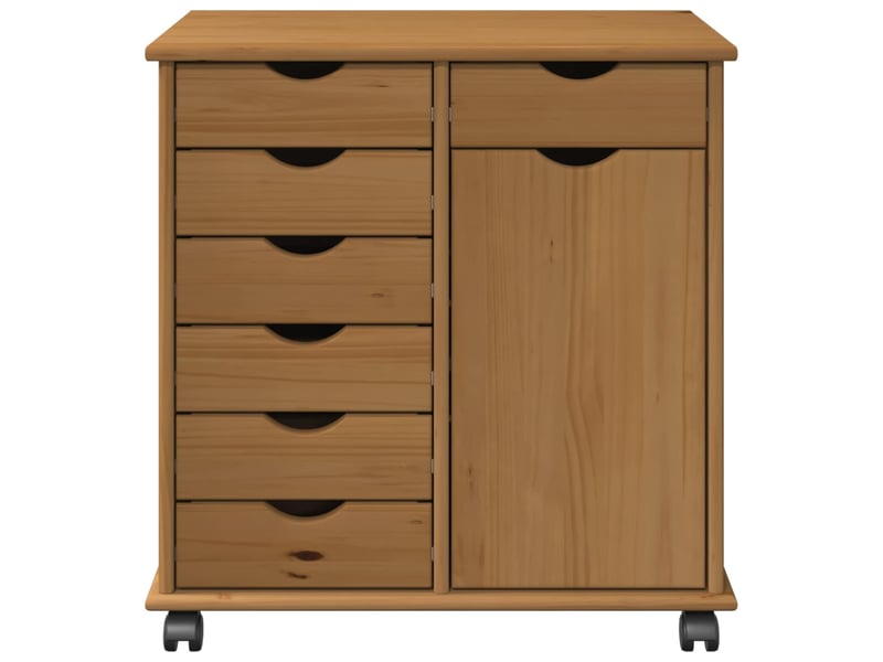  Caisson roulant de bureau 63,5 x 39 x 65,5 cm bois de pin massif shl5132  - Conforama E