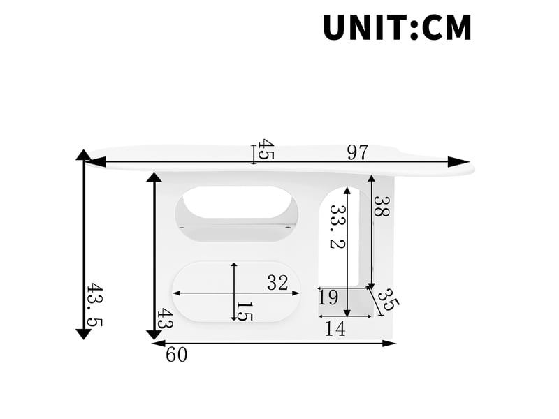  Table basse avec tiroirs, table basse en forme de nuage avec compartiments de rangement ouverts, matériaux de haute qualité. 97 x 45 x 43,5 cm  - Conforama C