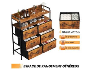 Chiffonnier 6 tiroir(s)    <strong>GENERIC HOME</strong> <strong></strong> coloris marron largeur 83 cm hauteur 97 cm