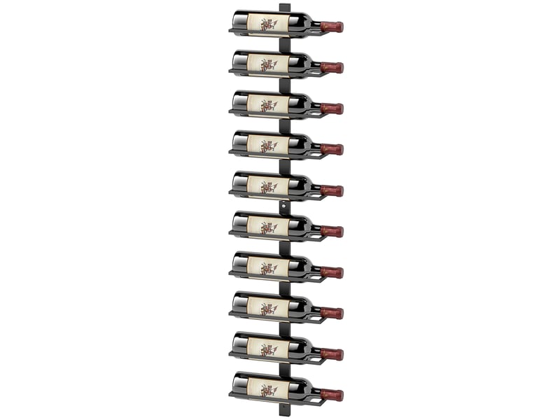  Casier à vin mural pour 10 bouteilles, 10 étagères, métal, noir, idéal pour la cuisine, le salon ou le bar.  - Conforama B