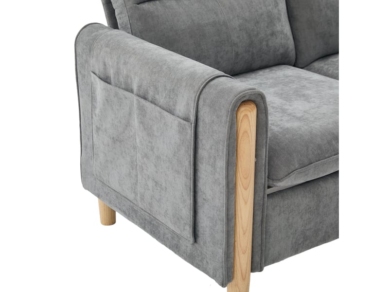  Canapé modulable 4 places en tissu gris clair avec 2 poufs de rangement, pour un salon familial bien organisé  - Conforama D