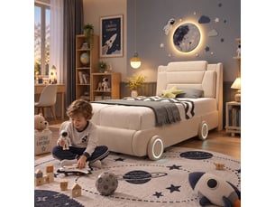 Lit simple 90x200 cm <strong>MERAX</strong>  <strong></strong> coloris beige