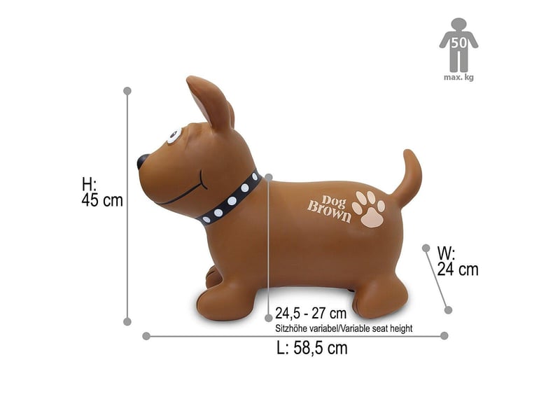  Animal rebondissante dog brown hoppydoo avec pompe 466004 - Conforama B