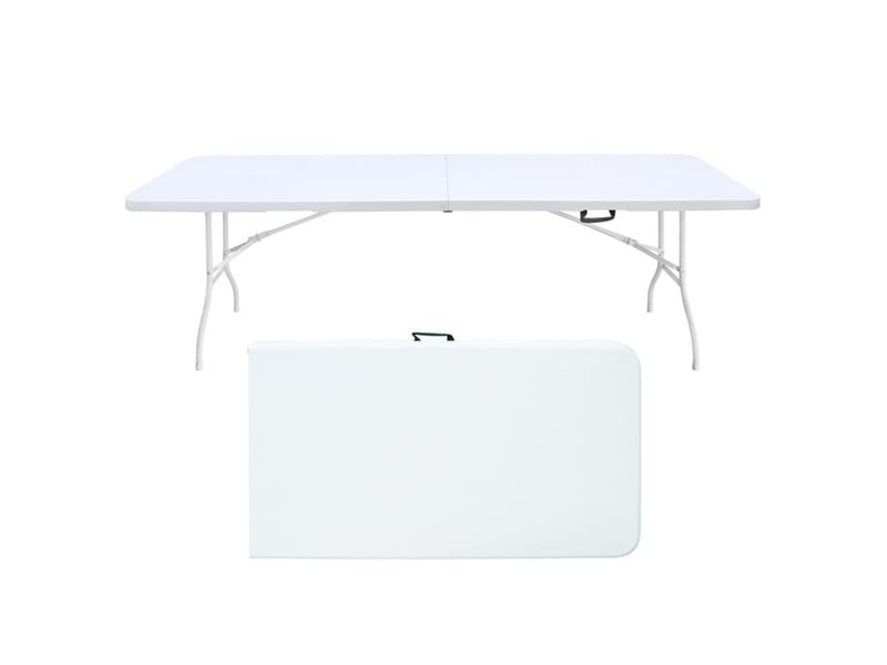  Table pliante - portable - 244 cm - robuste - poignée - multifonctionnelle - blanc  - Conforama B