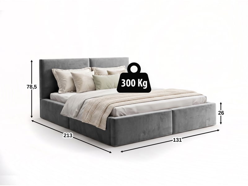  Lit coffre rembourré 120x200 2 places avec sommier relevable gratuit inclus et tête de lit - lit adulte avec rangement – graphite Hilton Interbeds - Conforama B