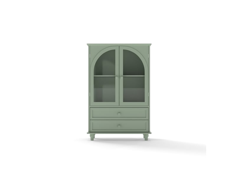 Buffet haut 2 portes vitrées et 2 tiroirs 71x38x106,5 cm vert menthe - Conforama A