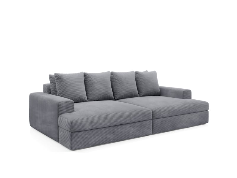 Canapé droit 4 places confort assise profonde en velours côtelé caldo gris - Conforama C