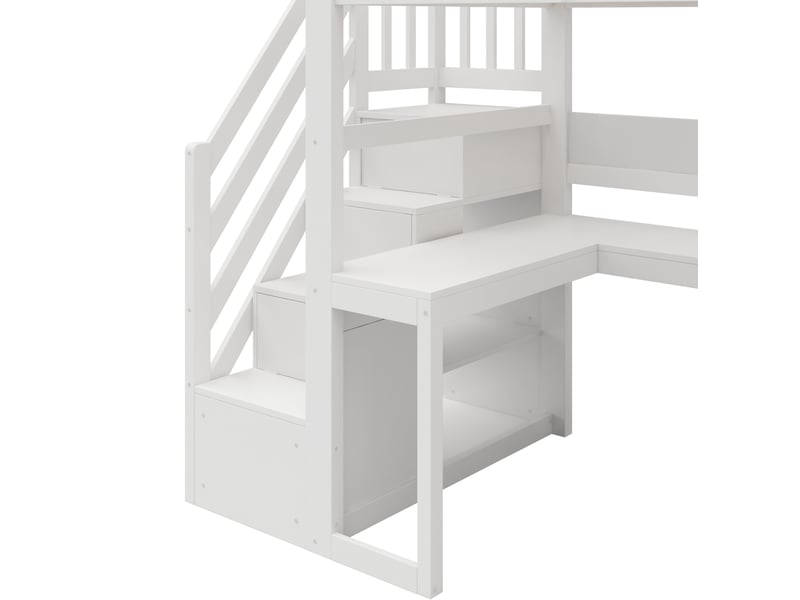Lit mezzanine enfant 90x200 cm – blanc – bureau gaming, led 7 couleurs, usb et rangements – sans matelas - Conforama E