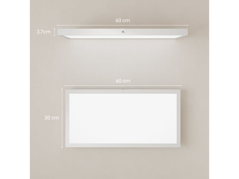  Ensemble de 4 plafonniers et appliques murales à température de couleur réglable (3000k4000k6000k) avec interrupteur dip, blanc, 60 x 30 x 3,7 cm  - Conforama E