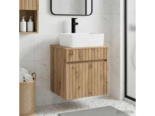 Meuble de lavabo mural, rangement salle de bain chêne artisanal 49x41x63 cm shl4659