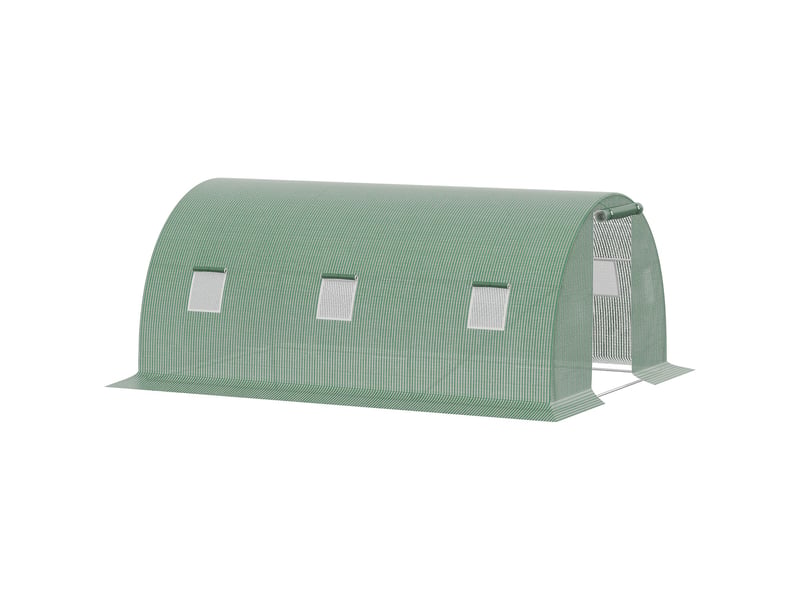  Serre tunnel de 4,5 x 3 m, avec 6 fenêtres, protection antigel, structure tubulaire en acier, vert foncé  - Conforama B