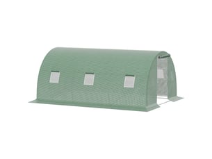 Serre tunnel de 4,5 x 3 m, avec 6 fenêtres, protection antigel, structure tubulaire en acier, vert foncé