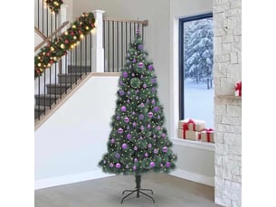 Sapin de noël - arbre de noël artificiel pré-éclairé avec ensemble de boules