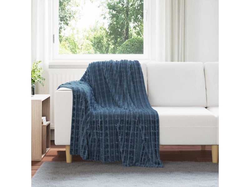  Couverture jetée de canapé bleu marine 150x130 cm 0.5 kg toison  - Conforama B