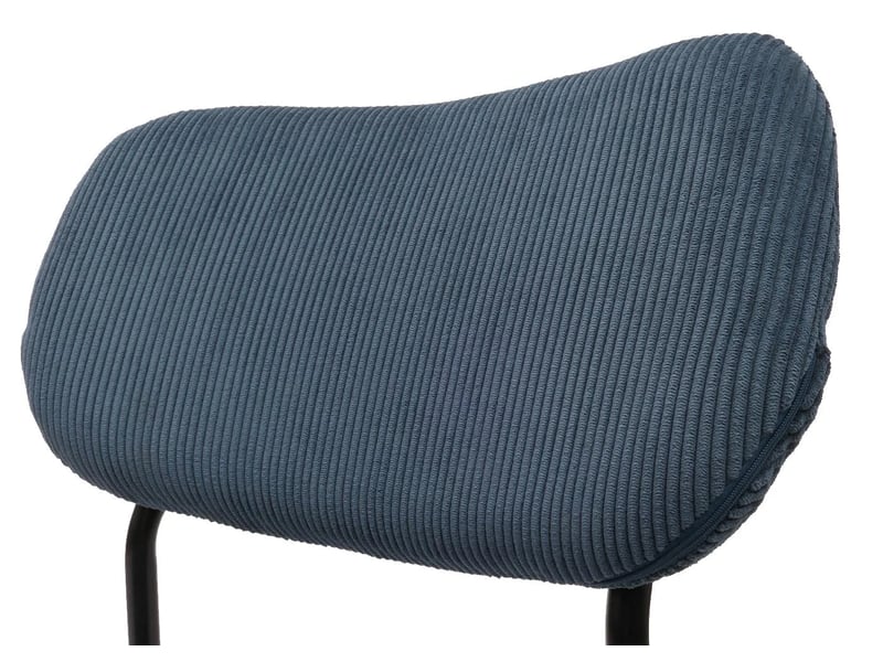  Lot de 2 chaises de salle à manger assise et dossier rembourrés avec protections de sol réglables velours côtelé bleu et acier 04_0009532  - Conforama D