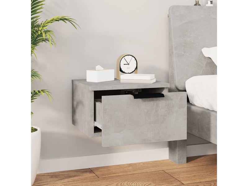  Table de chevet - cabinet de chevet - table de nuit murale gris béton 34x30x20 cm  - Conforama B