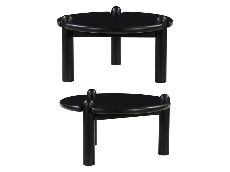  Table basse ronde en bois de manguier massif noire tori  - Conforama C