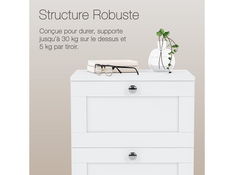  Table de chevet altino 2 tiroirs, commode de nuit, chambre, rangement, 53x40x36cm, blanc 3332169 - Conforama R