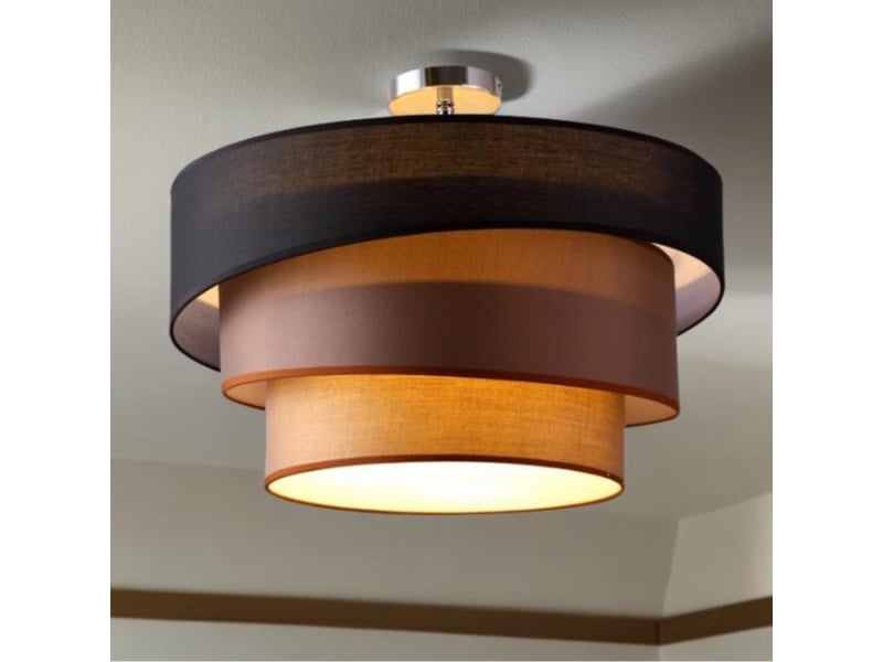  Plafonnier en tissu à intensité variable – moderne, noir, housse en tissu à trois couches  - Conforama C