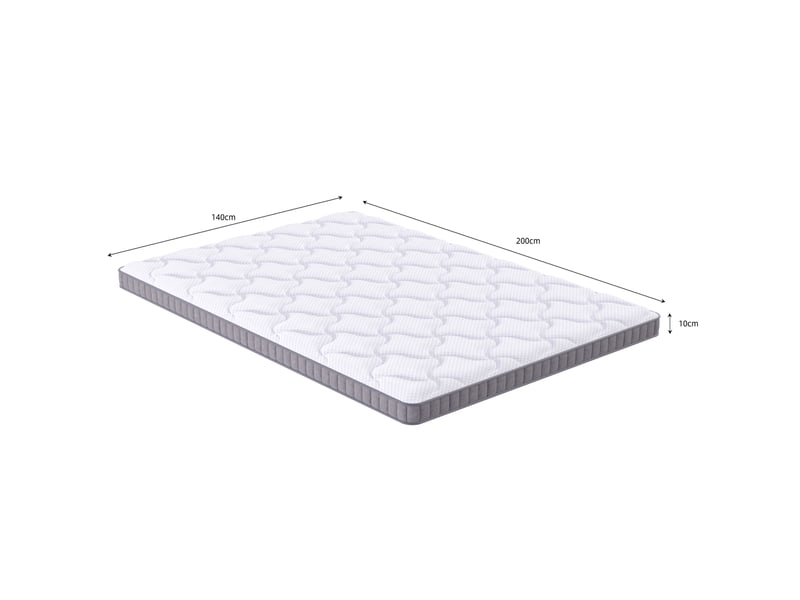  Matelas à ressorts ensachés tcqpz 140 x 200 x 10 cm 7 zones h3 mousse blanc  - Conforama C
