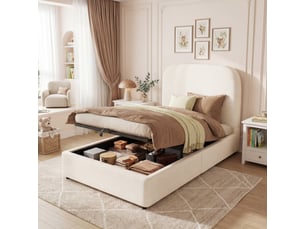 Lit coffre 90x200 cm WISHDOR coloris beige