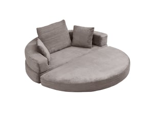 Canapé-lit pliable 2 places 173 x 176 cm en velours côtelé et mousse gris brun chicfurn