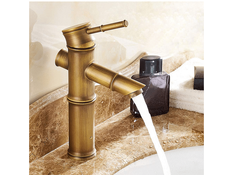  Robinet de lavabo en laiton antique style bambou - mélangeur eau chaudefroide à poignée unique pour évier salle de bain  - Conforama B