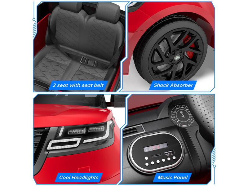  Voiture électrique pour enfant 12 v, 2 places, ceinture de sécurité, télécommande parentale, mp3, led, 3-8 ans – rouge PTO_0YRTU0C8 - Conforama C