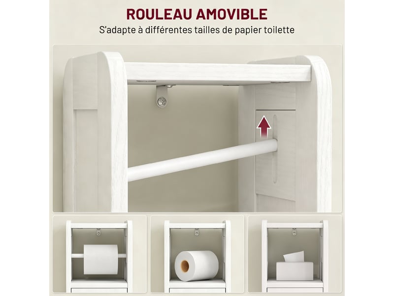  Meuble salle de bain meuble toilettes wc rangement étroit avec étagère réglable gain de place pour petits espaces blanc  - Conforama R