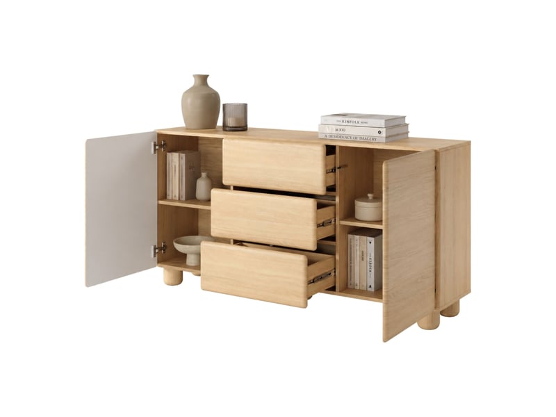  Buffet hamonene, meuble 3 tiroirs, 160x38x80h cm chêne marron Hamonene - Conforama A