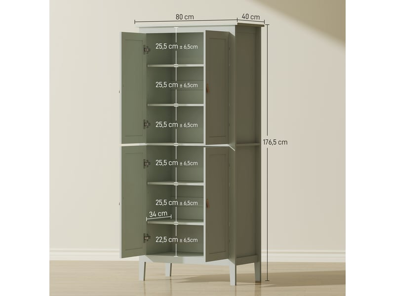  Buffet cuisine, meuble cuisine rangement haut avec led réglable et détecteur de mouvement, vert, 80 x 40 x 176,5 cm  - Conforama C