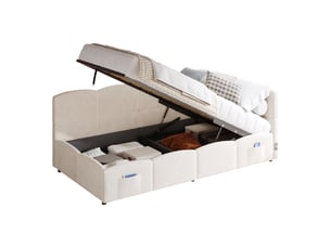 Lit coffre 90x200 cm <strong>MERAX</strong>  <strong>lit enfant beige</strong> coloris beige