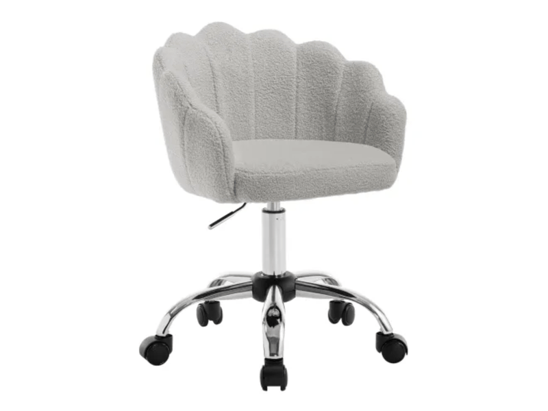  Chaise de bureau pivotante réglable en hauteur - lpospi - dossier pétales ergonomique, tissu effet cachemire - gris clair  - Conforama A