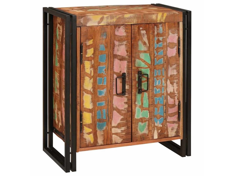  Table de chevet multicolore bois massif recyclé  - Conforama B