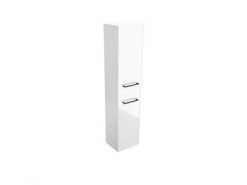  Colonne de salle de bain blanche 30x35x150 cm - 2 portes blanches poignees noir mat - structura p015  - Conforama A