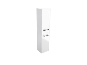 Colonne de salle de bain blanche 30x35x150 cm - 2 portes blanches poignees noir mat - structura p015