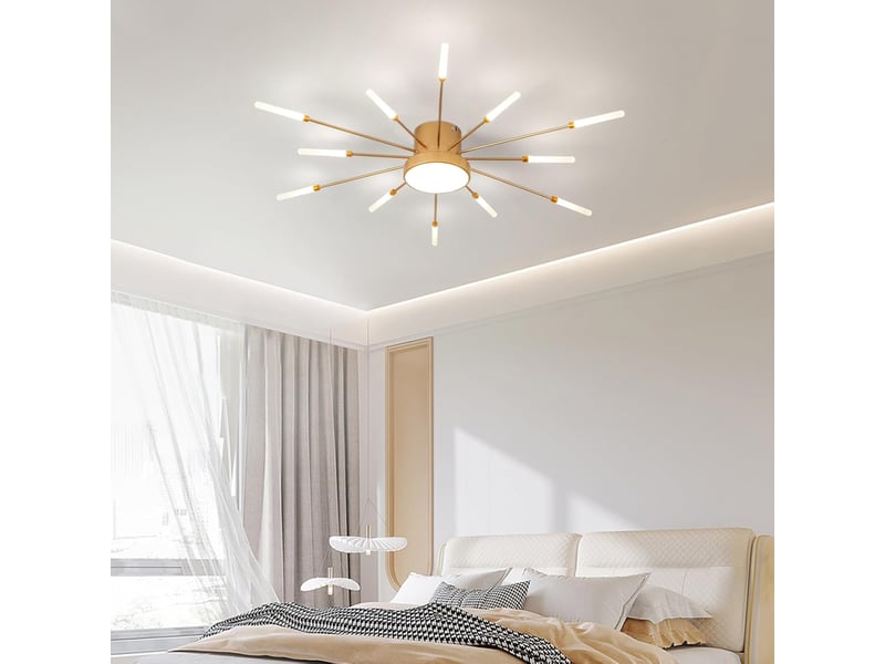  Plafonnier led moderne acrylique intérieur design or 12+1 tête  - Conforama C