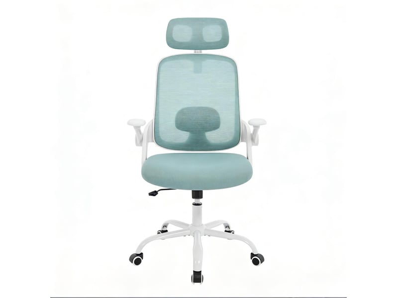  Chaise de bureau ergonomique avec dossier haut en maille bleu  - Conforama A