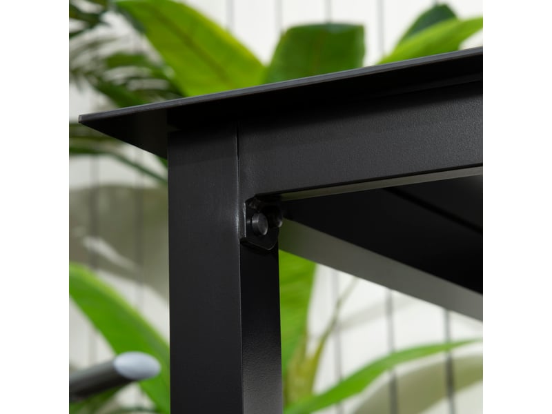 Table de jardin carrée 80 x 80 x 74 cm noire, aluminium et verre trempé, pour terrasse, balcon et extérieur - Conforama E