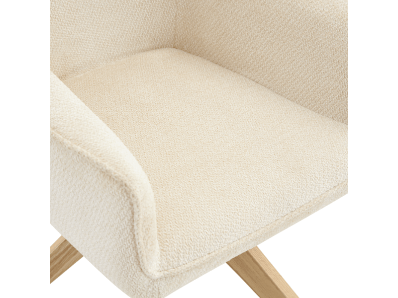 Ensemble de 2 chaises wabi-sabi pivot 360°, damier crème, pieds bois massif carrés – cuisine ouverte ou bureau - Conforama E